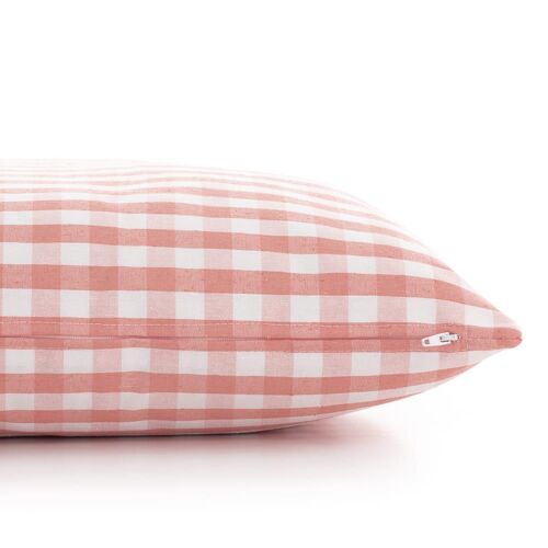 Lot 2 Housse De Coussin En Coton À Carreaux Saumon 45x45 Cm