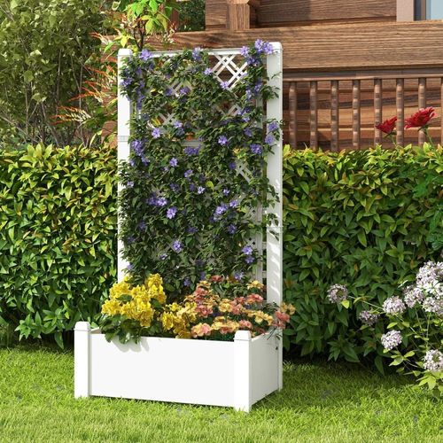 Jardinière Surélevée Blanche Avec Support 76x45x150 Cm