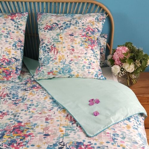 Housse De Couette Turquoise En Percale De Coton 240x220