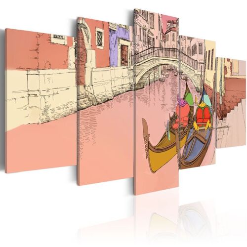 Tableau Imprimé "Romantic Gondolas 5 Pieces" 50 x 100 cm