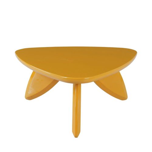 Table Basse En Bois Mdf Moutarde Laqué 76x76x34 Cm
