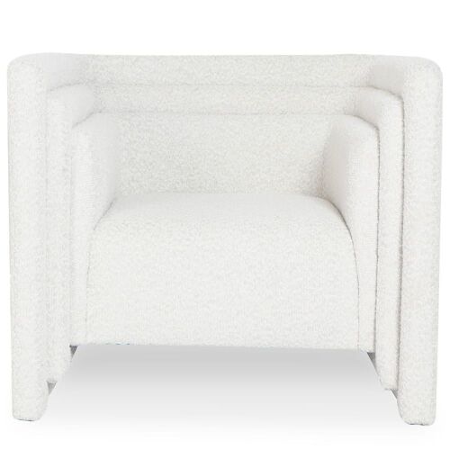 Fauteuil moderne style cubique tissu bouclette crème