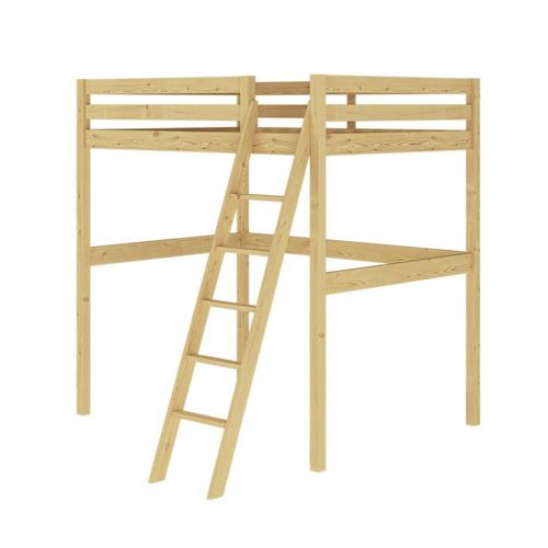 Pack Lit Mezzanine 2 Places Avec Matelas Bois Massif 140x190 Cm