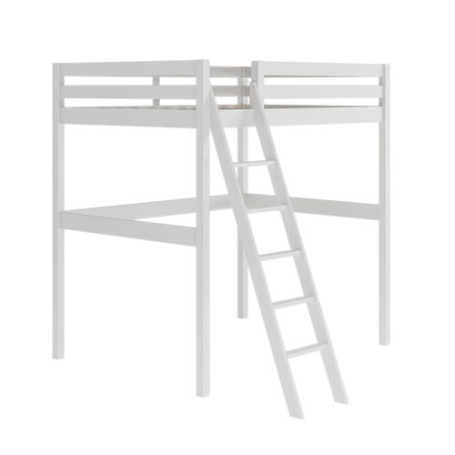 Pack Lit Mezzanine 2 Places Avec Matelas Bois Massif Blanc 140x190 Cm