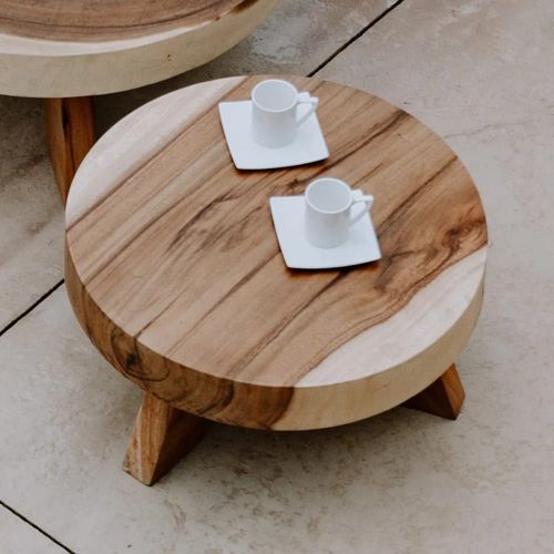Table Basse Ronde En Bois Naturel 24x50