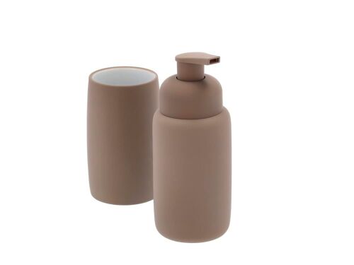 Distributeur de savon en grès taupe