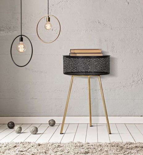 Table basse en métal noir et doré Ø 40x65 cm