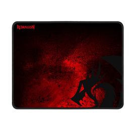 Tapis de souris gamer Redragon PISCES (P016) coloris noir et rouge mat - Dimensions 33 x 26 cm - Epaisseur 3 mm