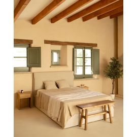 Canapé En Lin Beige Déhoussable Pour Les Matelas 90x200cm