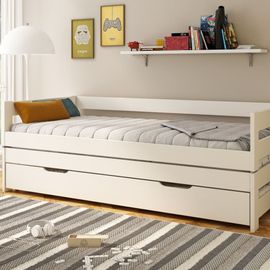 Lit Sofa Avec Lits Gigognes En Pin Blanc 90x200