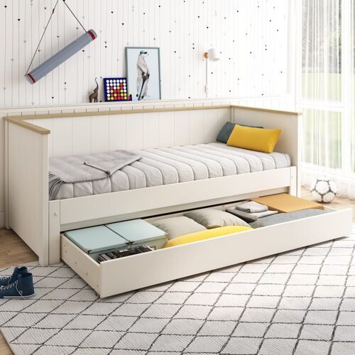 Lit extensible en pin blanc 80-160x200