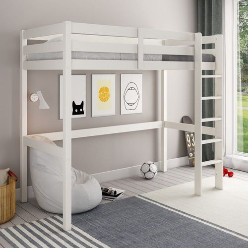 Lit Mezzanine En Pin Blanc 90x200