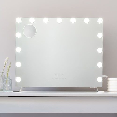 Miroir Maquillage Lumineux 14 LED Métal 58x51x15cm Blanc