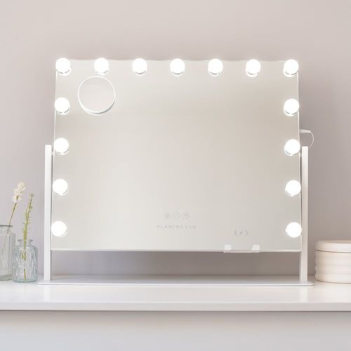 Miroir Lumineux 15 LED Réglable Métal 64x54,5x12cm Blanc