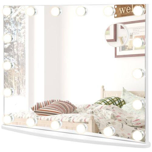 Miroir de coiffeuse 3 modes d'éclairage verre blanche 65x14x52,5cm