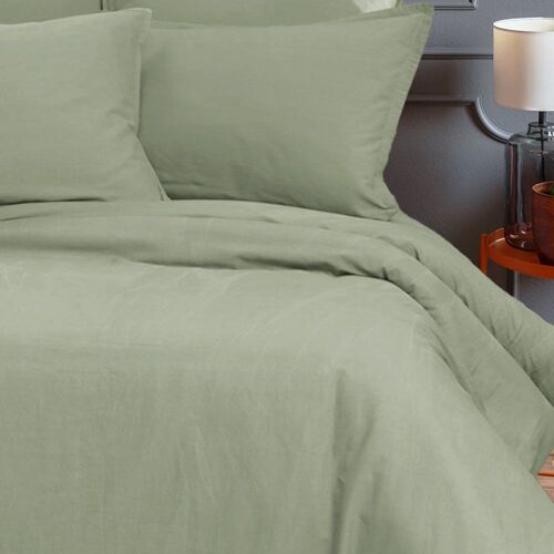 Housse De Couette En Coton Lavé Biologique Sauge 260x240 Cm