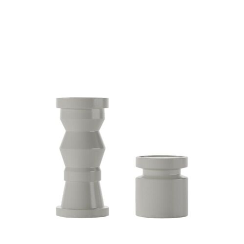 Set de 2 bougeoirs en bois design coloris crème 20cm