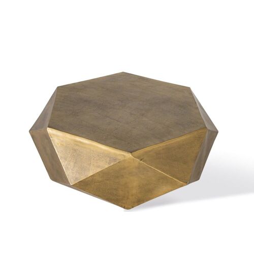 Table basse hexagonale en métal doré