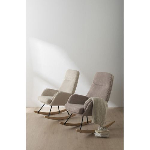 Fauteuil À Bascule En Rose Lavande, Pieds En Métal Et Hêtre