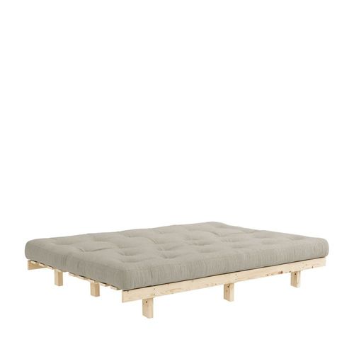 Canapé Convertible En Bois Naturel Et Tissu - Lin