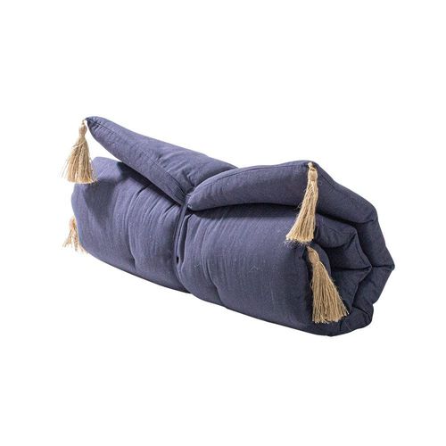Matelas futon pompon jute 60x120 cm gris foncé coton