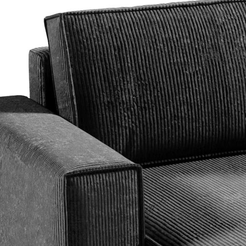 Canapé Panoramique 5 Places Convertible Coffre Stratifiés Gris