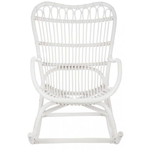 Fauteuil À Bascule Rotin Blanc Mat 110x91cm