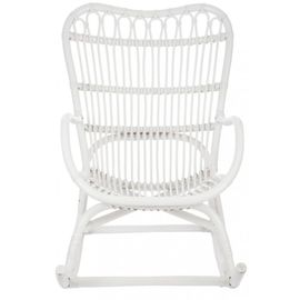 Fauteuil À Bascule Rotin Blanc Mat 110x91cm