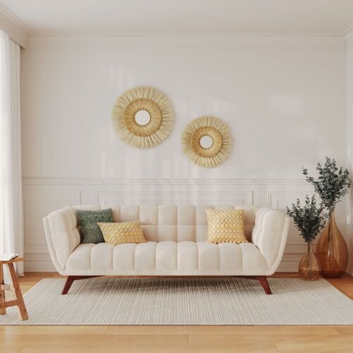 Canapé 3 places en velours beige