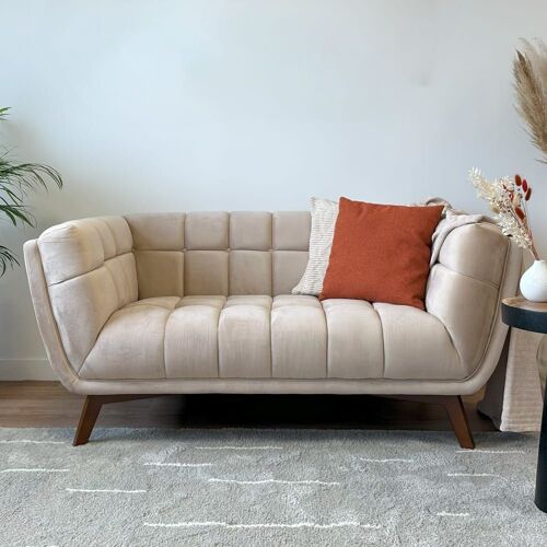 Canapé 2 places en velours beige