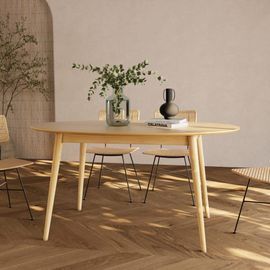 Table Ovale 6 Personnes En Bois Clair 150 Cm
