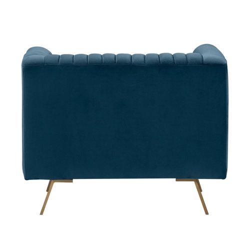 Fauteuil En Velours Bleu Foncé