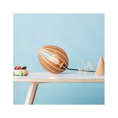 Lampe À Poser En Bois Chêne Naturel Avec Fil Noir