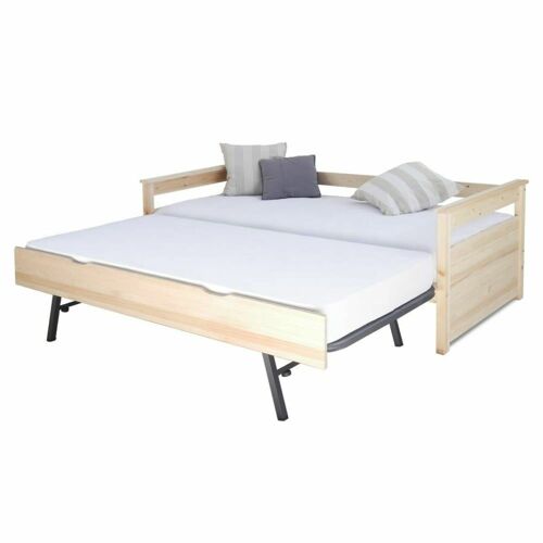 Lit banquette gigogne bois massif 90x190 cm