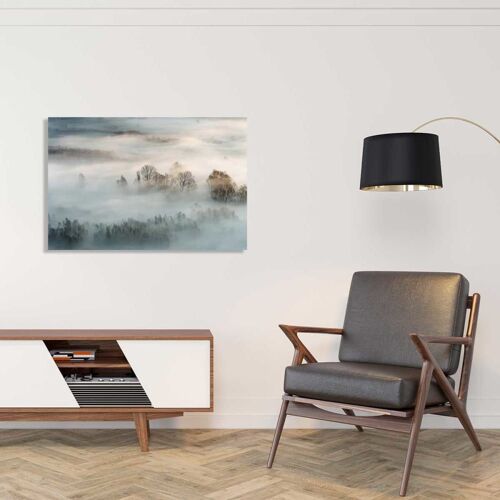 Tableau brouillard hivernal toile imprimée 120x80 cm