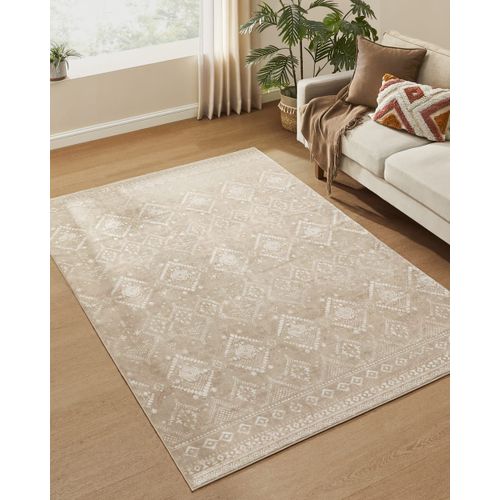 Tapis Décoratif De Salon 160 X 230 Cm Style Bohème Beige Cappuccino