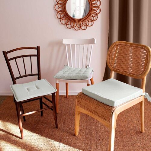 Galette de chaise uni effet bachette 40 x 40 cm gris