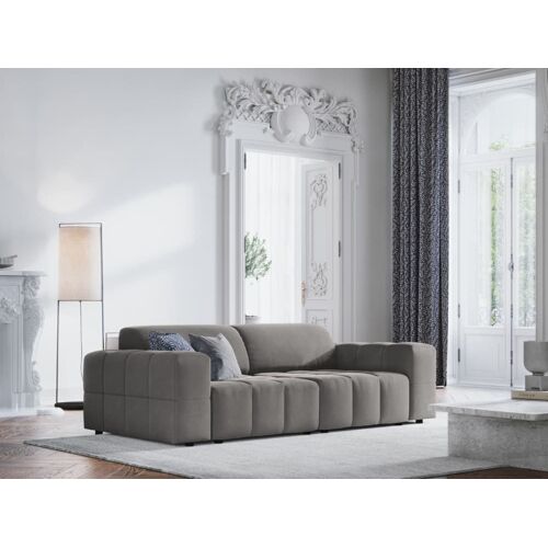 Canapé 3 places en tissu velours gris clair