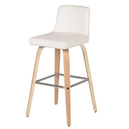 Chaise Plan De Travail Imitation Cuir Blanc Plaqué Chêne H68.5 Cm