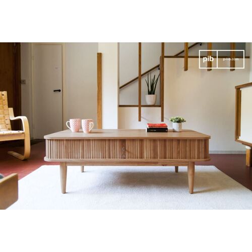 Table basse à rideaux en bois beige
