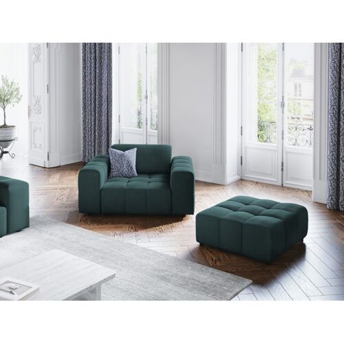 Fauteuil en tissu velours pétrole