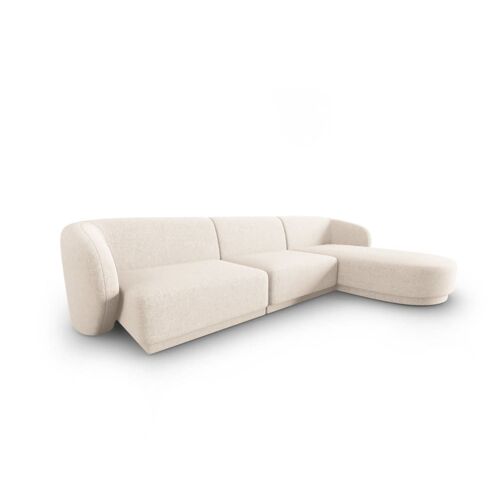 Canapé d'angle droit modulable 4 places en tissu chenille beige clair