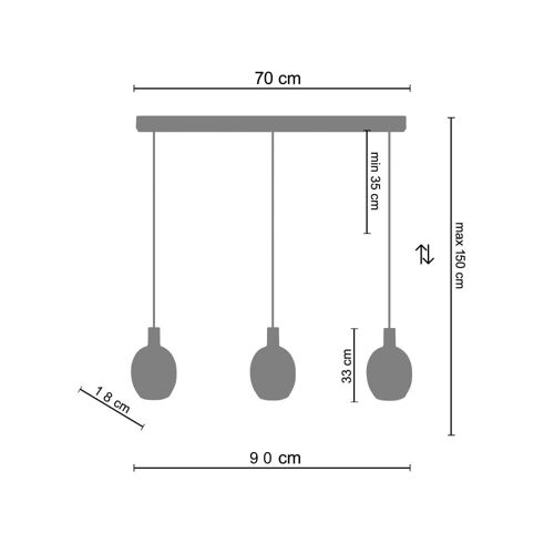 Lustre Bois,Transparent ,P 100xd20xd H Cm