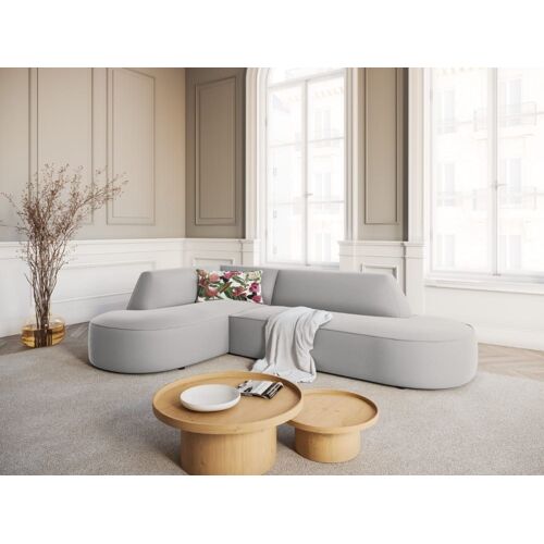 Canapé D'Angle Gauche 4 places en Velours Gris Clair