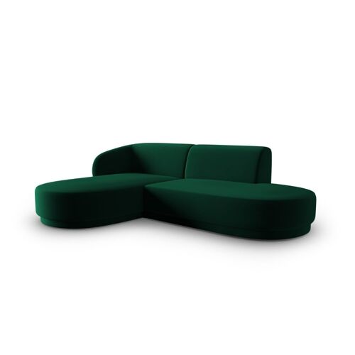 Canapé d'angle gauche modulable 4 places en velours vert bouteille