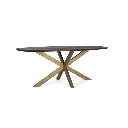 Table À Manger Ovale En Bois D'acacia Et Pieds En Métal 200 Cm