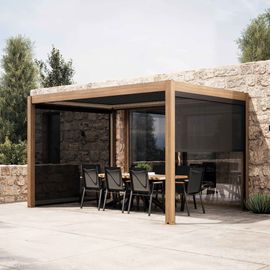 Pergola Bioclimatique Autoportée Motorisée Éclairée 3x4m Et 3 Stores