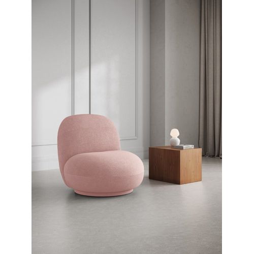 Fauteuil Pivotant En Tissu Bouclé Rose Poudré