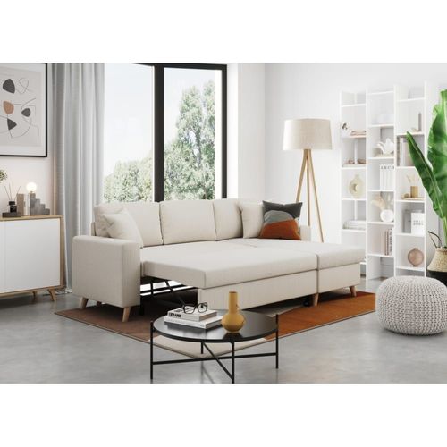 Canapé D'angle 4 Places Réversible, Convertible En Velours Côtelé Fin