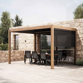Pergola Bioclimatique Autoportée 3x4m Et 1 Store Bois Gris